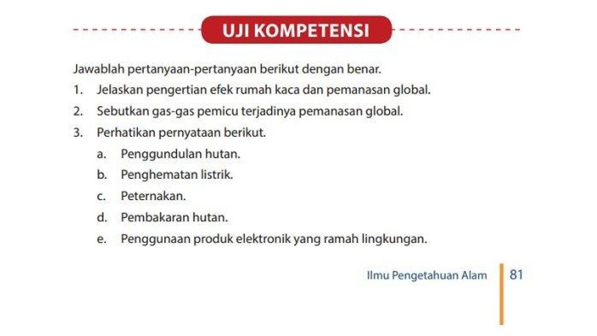 Kunci Jawaban IPA Kelas 7 SMP Halaman 81 dan 82: Uji Kompetensi, Semester 2