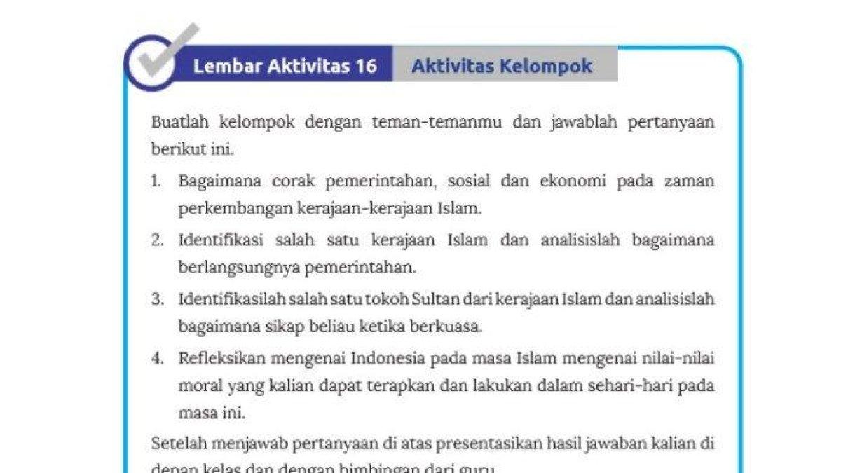 Kunci jawaban IPS kelas 7 halaman 167 kurikulum merdeka tentang perkembangan kerajaan-kerajaan Islam