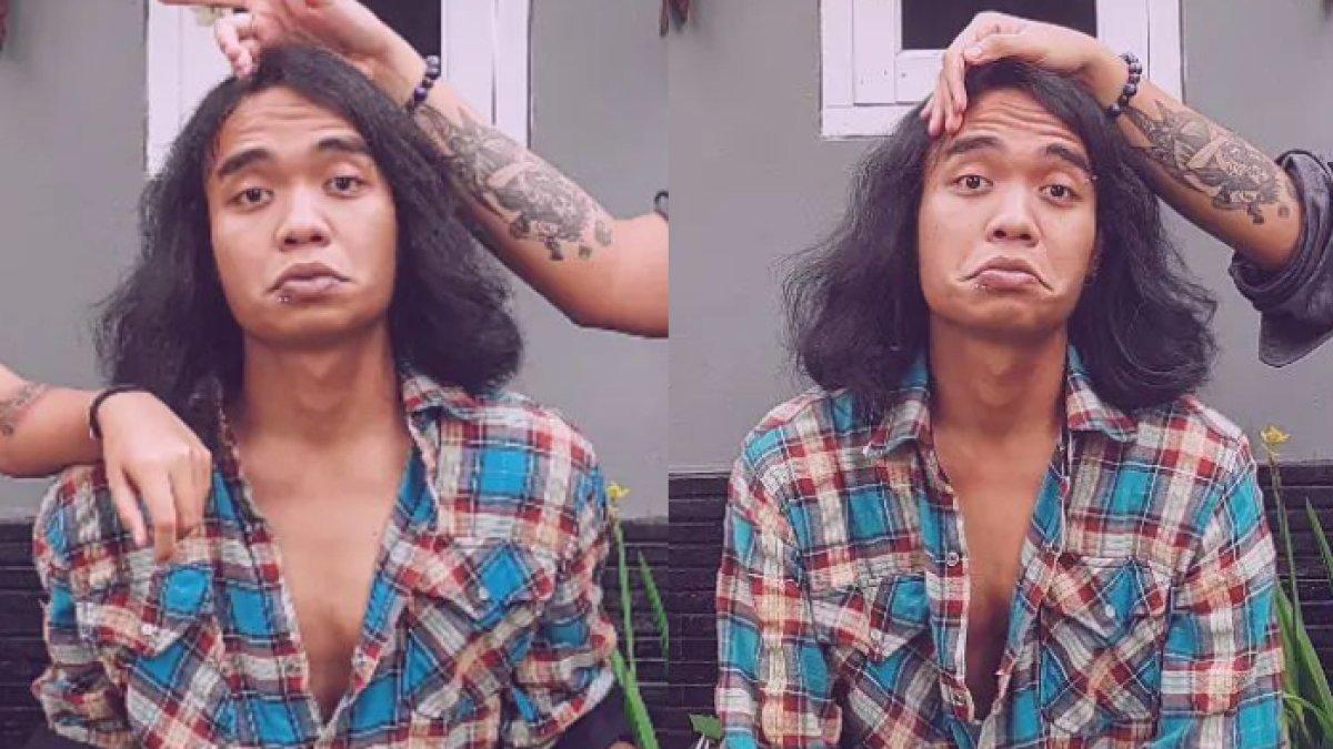 Levty tampil dengan rambut gondrongnya.