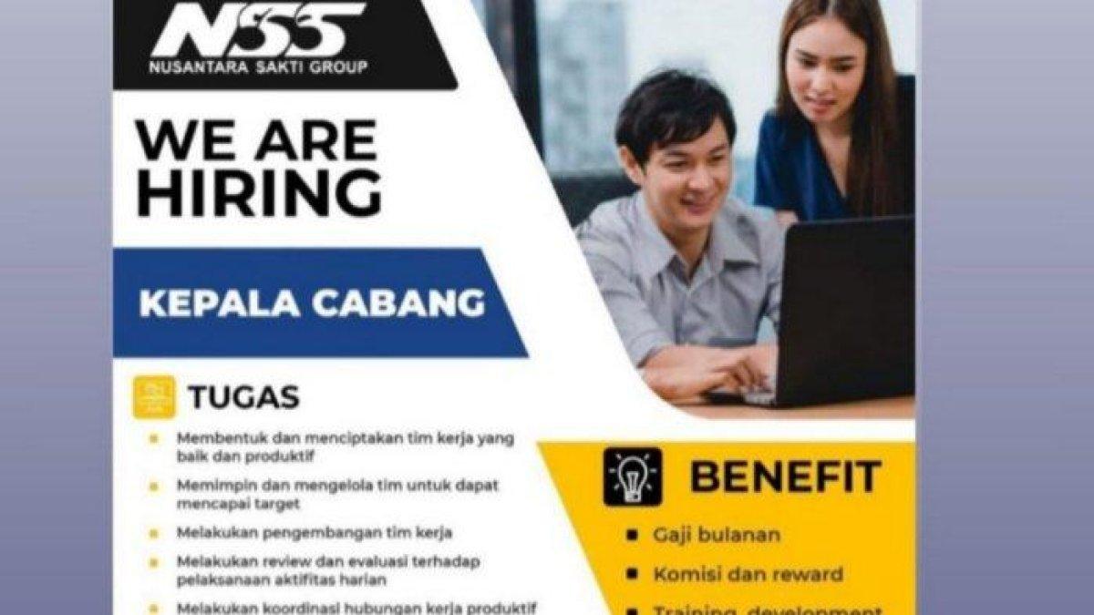 Nusantara Sakti Group atau NSS buka lowongan pekerjaan di Kota Kendari, Provinsi Sulawesi Tenggara (Sultra), Juli 2024.