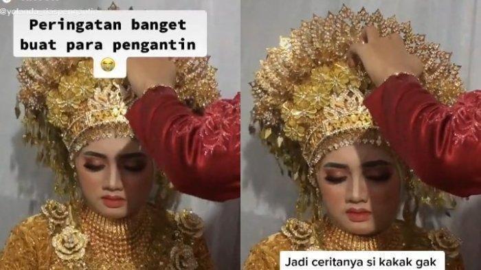 Viral pengantin perempuan hampir pingsan di pelaminan karena pakai mahkota dengan berat 4 kilogram.