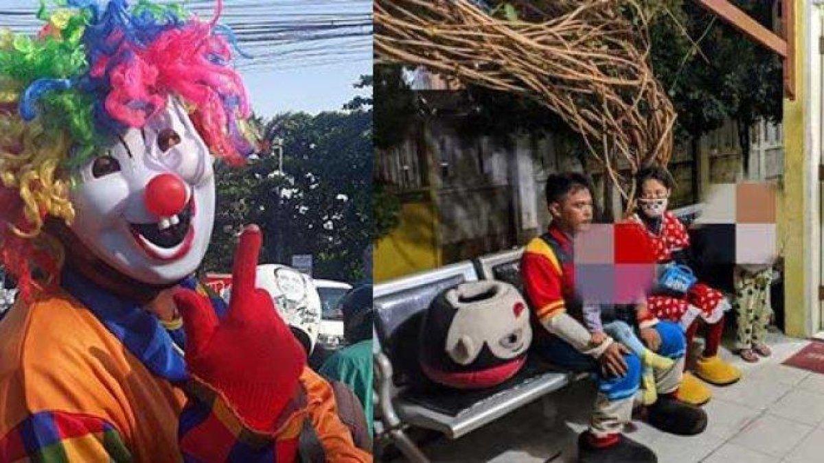 Pasutri asal Samarinda boyong keluarganya untuk ngamen jadi badut di Bontang, sejam raup Rp 500 ribu, nginepnya di hotel.