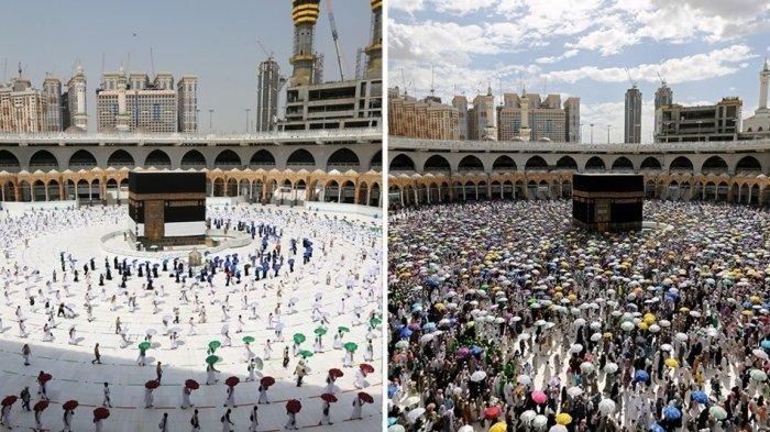 Di tengah pandemi corona yang melanda dunia, pelaksanaan ibadah haji di Arab Saudi tetap berlangsung mengikuti protokol kesehatan.