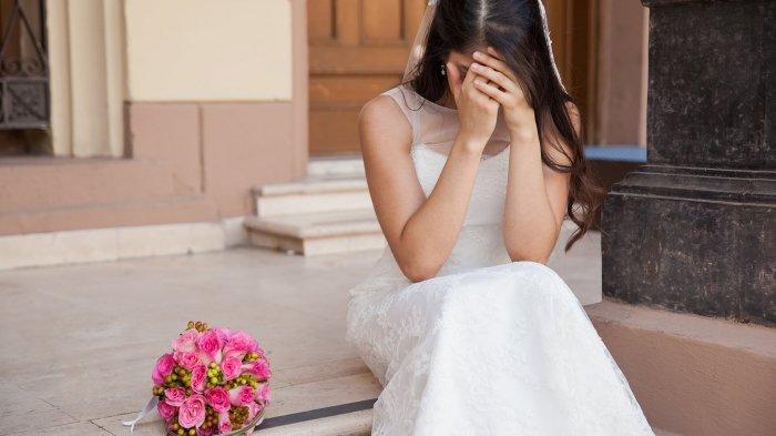 Ilustrasi mempelai pengantin wanita sedih