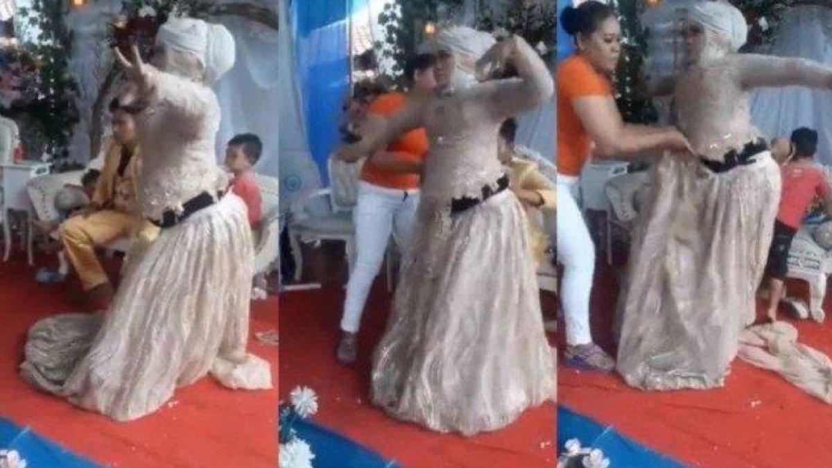 Pengantin mendadak kesurupan di atas pelaminan, tiba-tiba bergoyang, gaun nyaris lepas, tamu undangan syok dan panik.