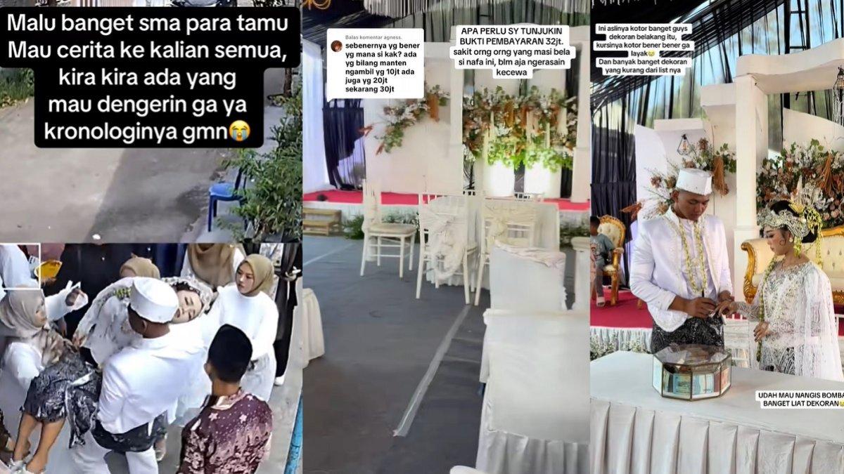 KISAH PENGANTIN - Kolase pengantin pingsan lihat hasil dekorasi seharga Rp 30 juta tak sesuai harapan, foto diambil dari akun TikTok @mb_wuland