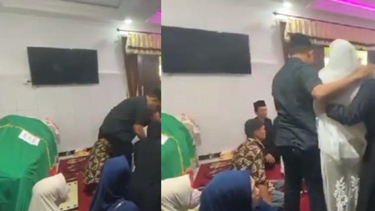ILUSTRASI Pengantin wanita jalani akad nikah di depan jenazah ayahnya.