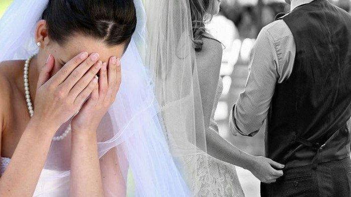 Ilustrasi - Pengantin wanita menangis kesal karena pernikahannya dikendalikan ibu mertua.