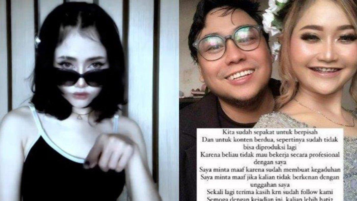 potret komika Heri Horeh dan TikToker Riyuka Bunga yang mengumumkan perceraiannya karena kasus perselingkuhan.