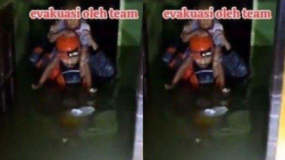 proses evakuasi bocah terjebak banjir selama tiga hari. h