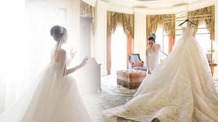 Sandra Dewi bergaun pengantin