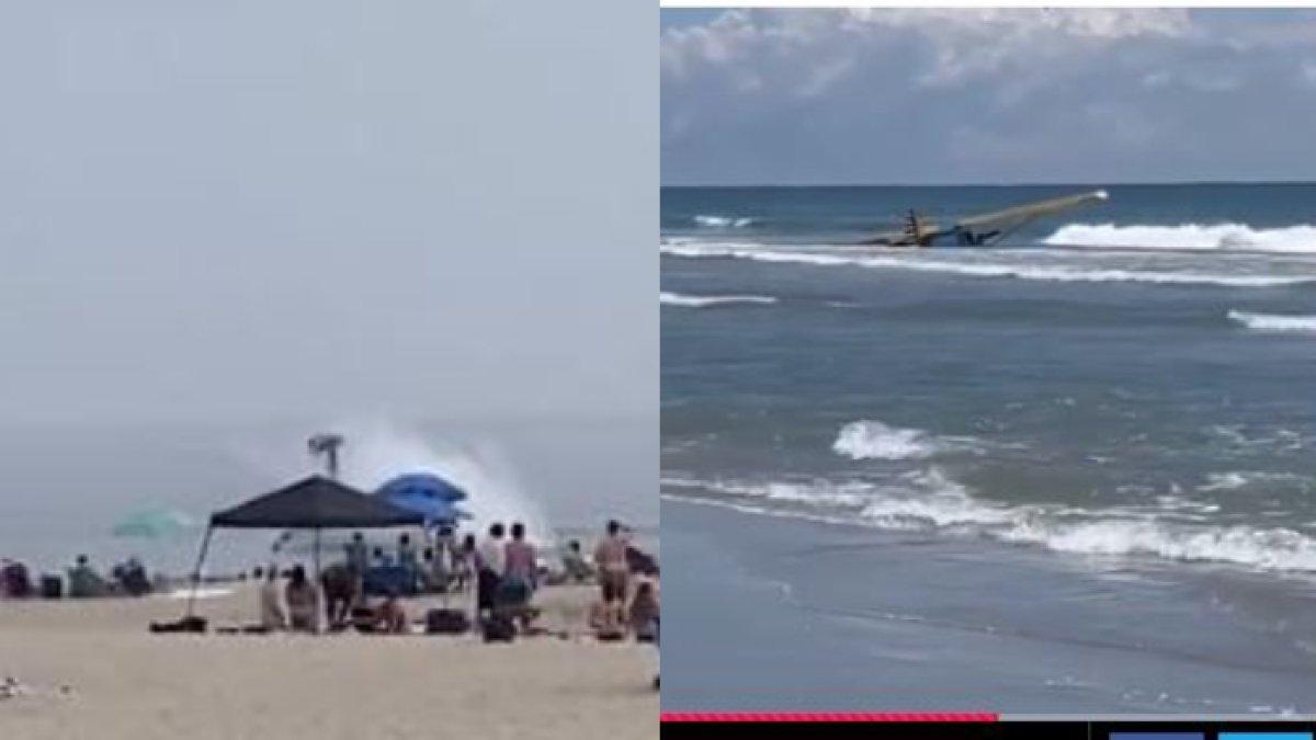Sebuah pesawat kecil jungkir balik, di pantai di negara bagian New Hampshire, AS ,