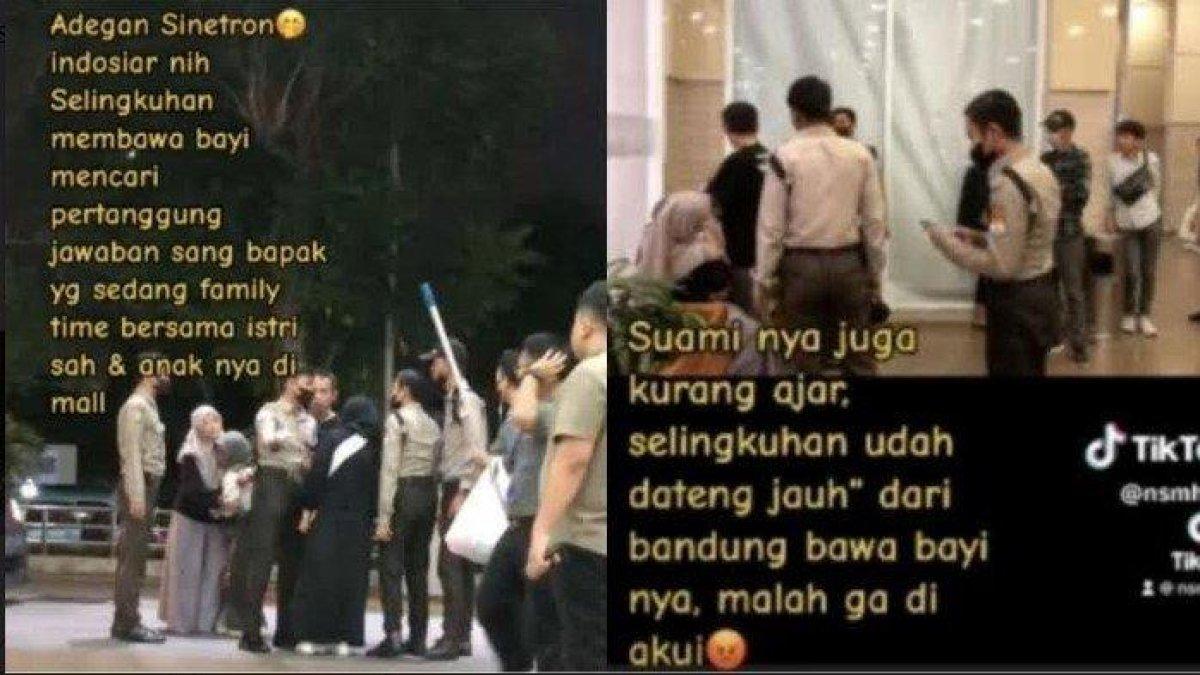 Sembari menggendong bayi, wanita selingkuhan labrak suami dan istri sah yang lagi jalan-jalan bersama anaknya.