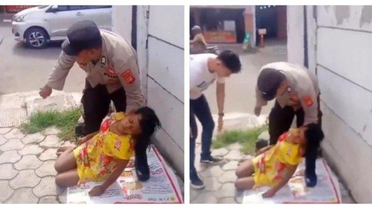 Seorang anak perempuan tergeletak lemah tak berdaya di pinggir jalan di kawasan Rangkasbitung, Banten.