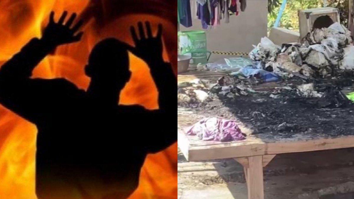 Seorang ayah di Thailand dibakar anak sendiri.
