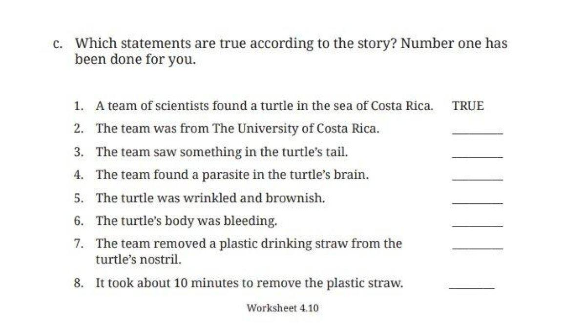 ILUSTRASI KUNCI JAWABAN: Soal Bahasa Inggris Kelas 8 Halaman 210 Kurikulum Merdeka. Which statements are true according to the story? Number one has been done for you.