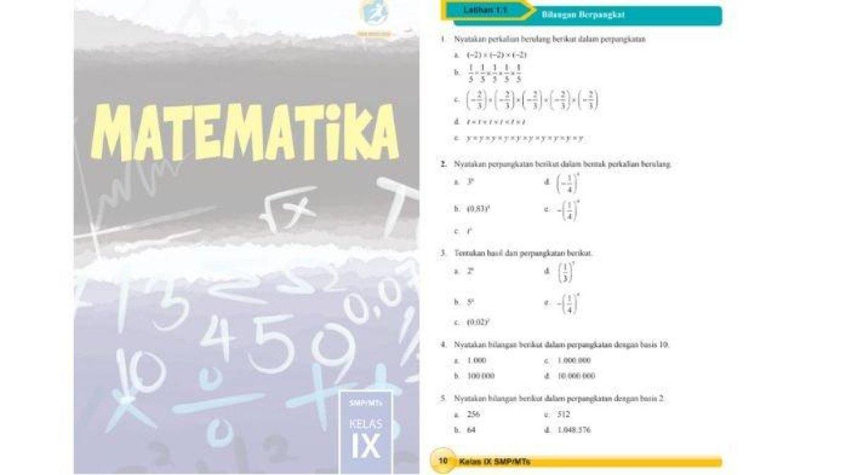 soal Buku Matematika kelas 9 SMP halaman 10, cek kunci jawabannya