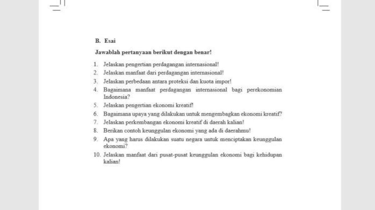 ILUSTRASI KUNCI JAWABAN: Soal IPS kelas 9 smp materi perdagangan Internasional