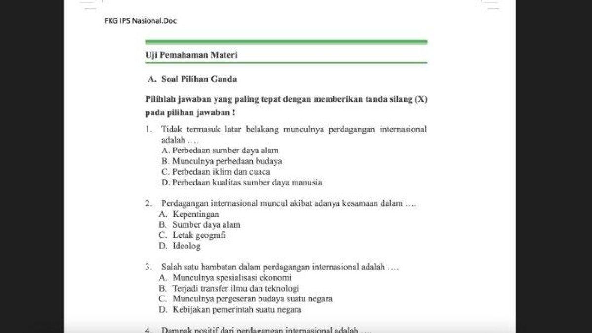 ILUSTRASI KUNCI JAWABAN: Kunci Jawaban IPS Kelas 9 Halaman 194: Perdagangan Internasional