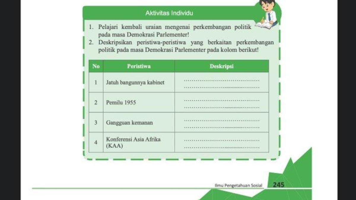 ILUSTRASI KUNCI JAWABAN: Soal ips kelas 9 smp, perkembangan politik pada masa demokrasi parlementer