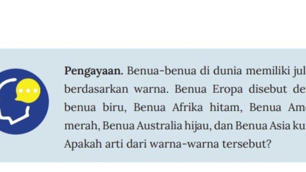 ILUSTRASI KUNCI JAWABAN: Soal ips kelas 9 smp, makna arti warna benua