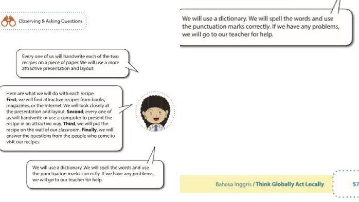 Soal Bahasa Inggris kelas 9 halaman 57 - Berikut ini kunci jawaban Bahasa Inggris Kelas 9 halaman 57 bagian Observing and Asking Questions. (pdf Bahasa Inggris kelas 9)