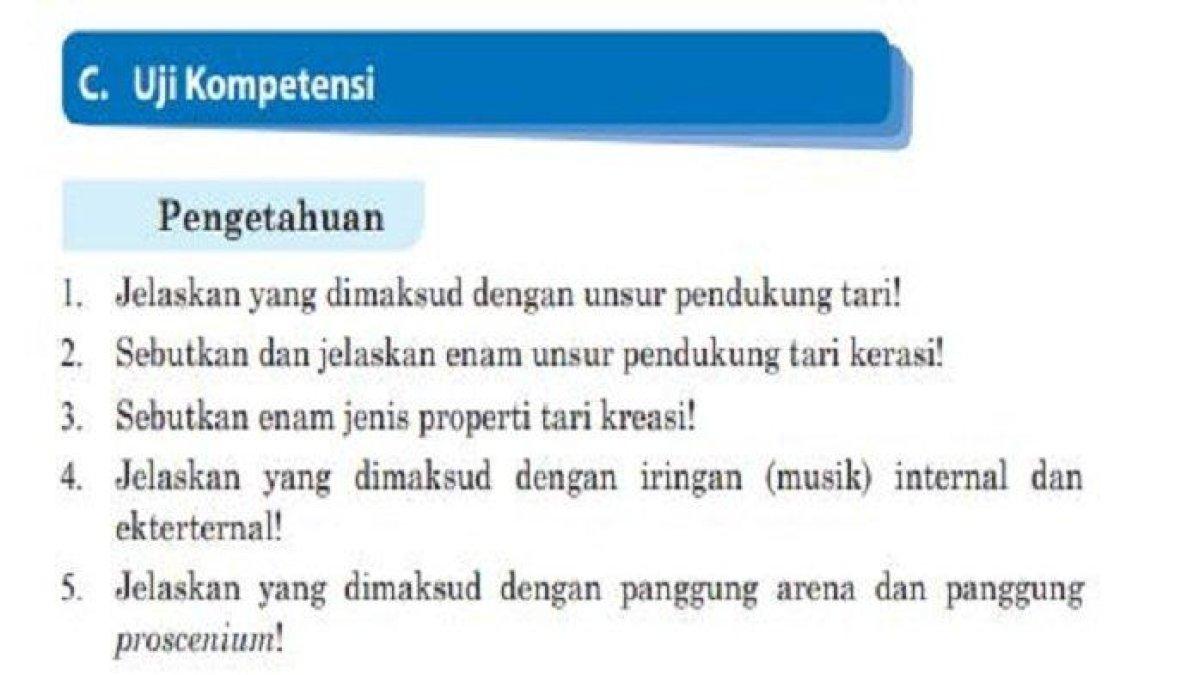 soal latihan uji kompetensi seni budaya SMP kelas 9 bab 6