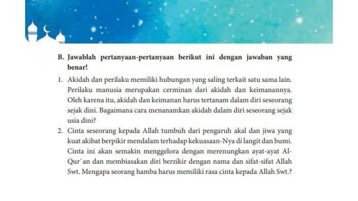 ILUSTRASI KUNCI JAWABAN: Kunci jawaban PAI kelas 10 halaman 201 Kurikulum Merdeka. Terdapat soal uraian pada tugas Penilaian Pengetahuan bab 7 terkait Hakikat Mencintai Allah Swt.