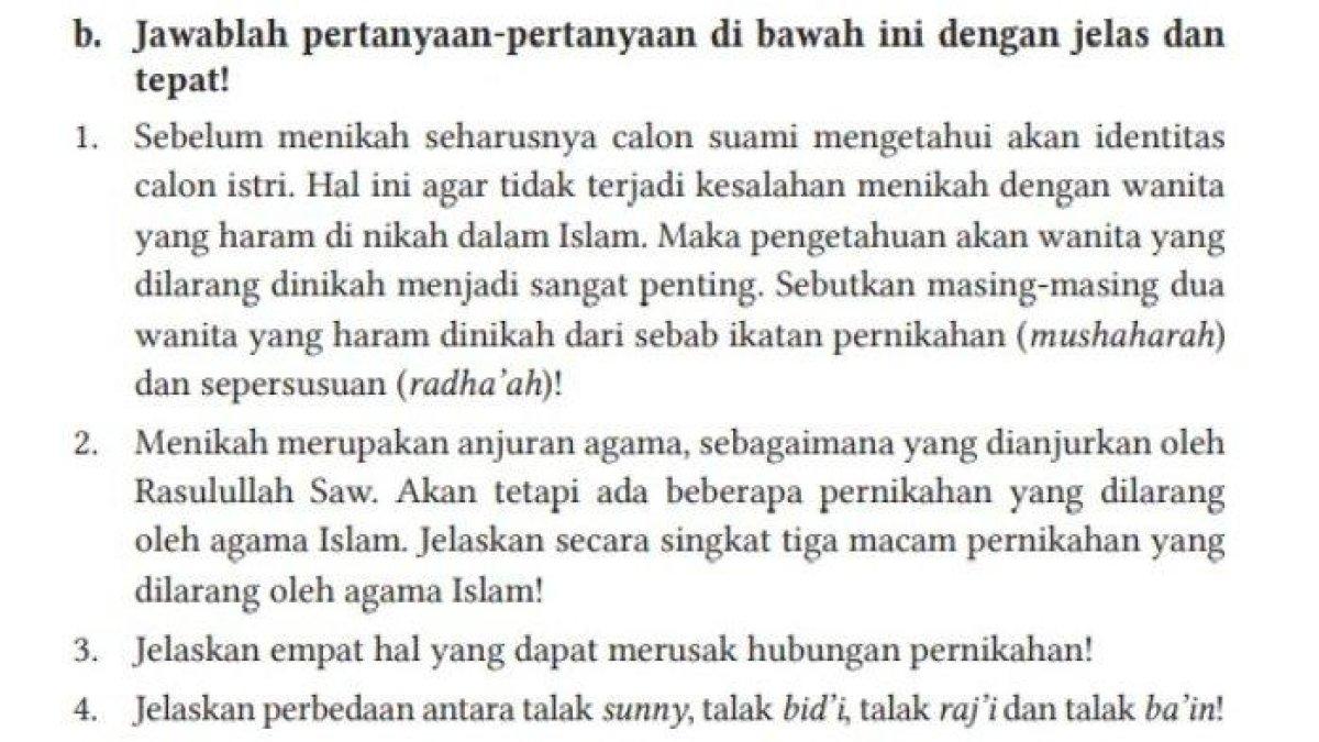 ILUSTRASI KUNCI JAWABAN: Saoal PAI Kleas 11 sma, bab 9 uraian