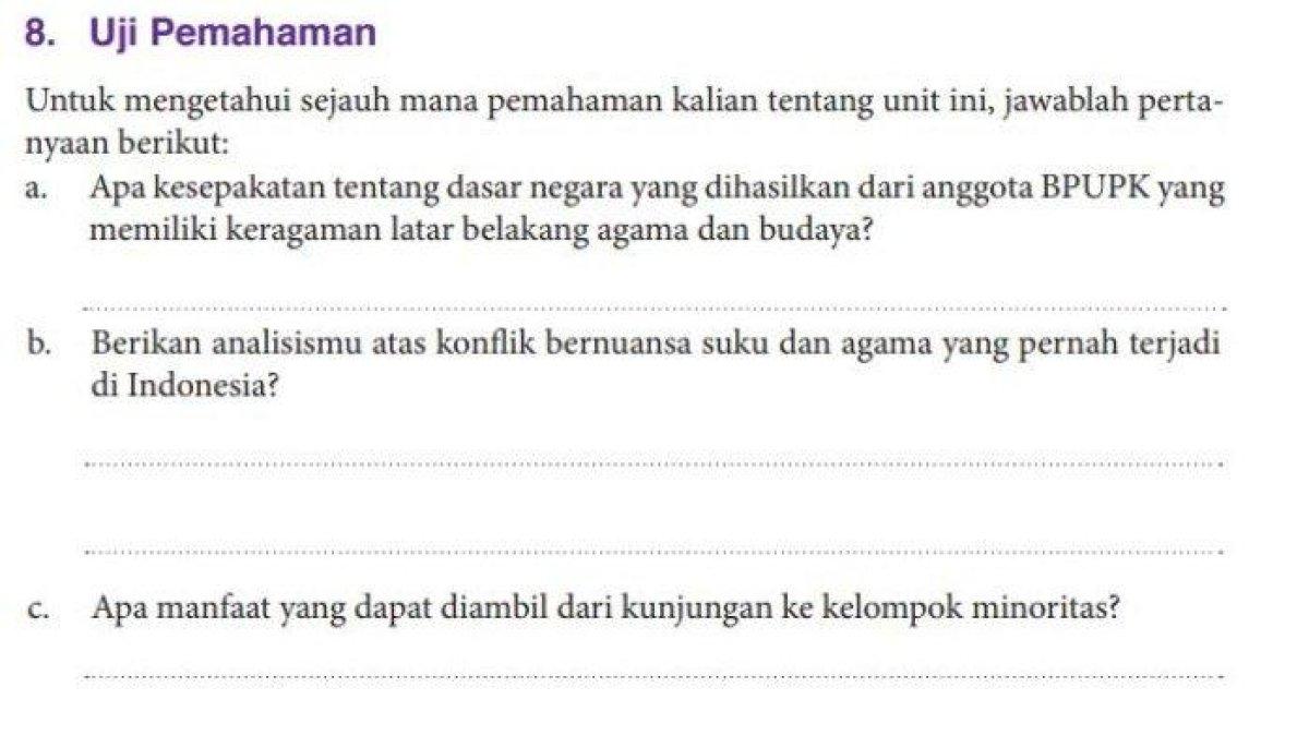 ILUSTRASI KUNCI JAWABAN: Soal pkn kelas 10 sma, analiss terhadap konflik suku dan agama di Indonesia
