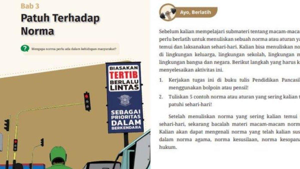 ILUSTRASI KUNCI JAWABAN: soal PKN kelas 7 smp, patuh terhadap norma: ayo, berlatih!