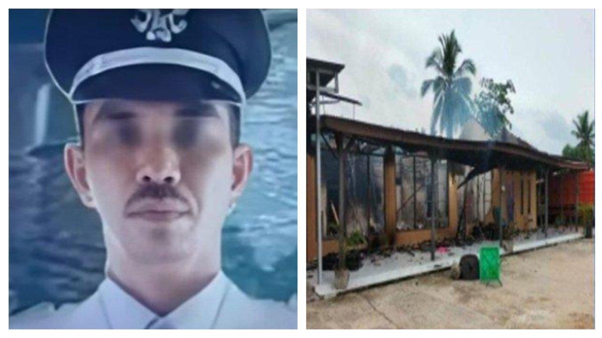 RUMAH SUKARDI DIBAKAR WARGA -- Kondisi rumah Kepala Kampung Gunung Agung, Kecamatan Terusan Nunyai, Kabupaten Lampung Tengah usai dibakar massa, Sabtu (17/5/2025). Berikut Sosok Sukardi, Lurah di Lampung Tengah yang rumahnya dibakar massa. Pembakaran dipicu dua hal, di antaranya penyelewangan bansos.