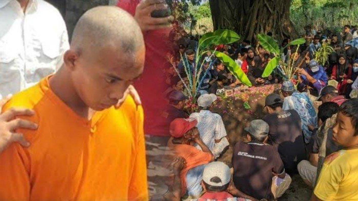 Tampang pelaku pembunuh siswi SMP di Mojokerto, Jawa Timur  / makam korban