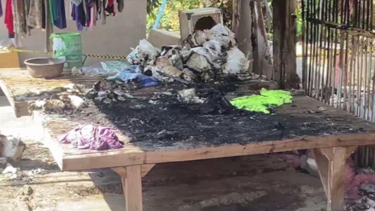 Tempat kejadian perkara ayah dibakar anak sendiri.