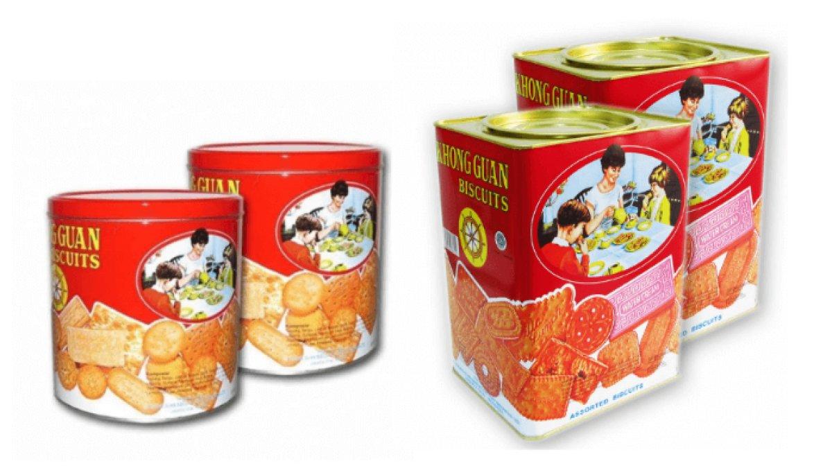 Vairan kaleng biskuit Khong Guan.