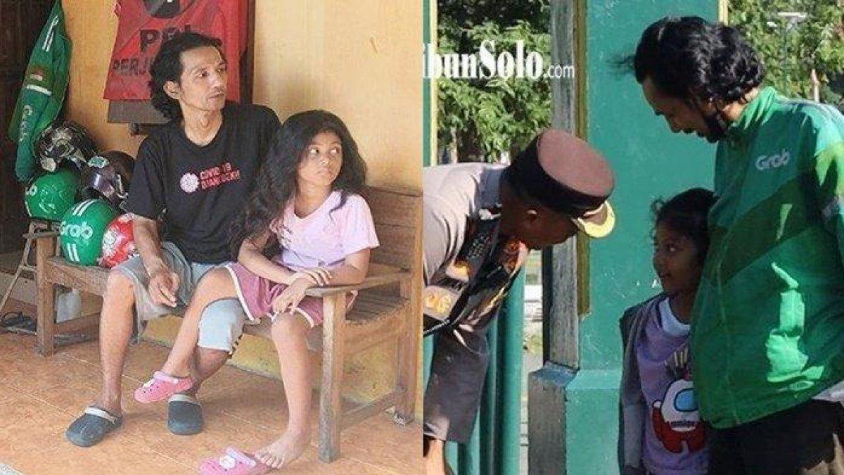 Viral di media sosial kisah sopir ojek online (ojol)Eko Prabowo (43) yang membawa anaknya bekerja selama 4 tahun berujung disekolahkan polisi.