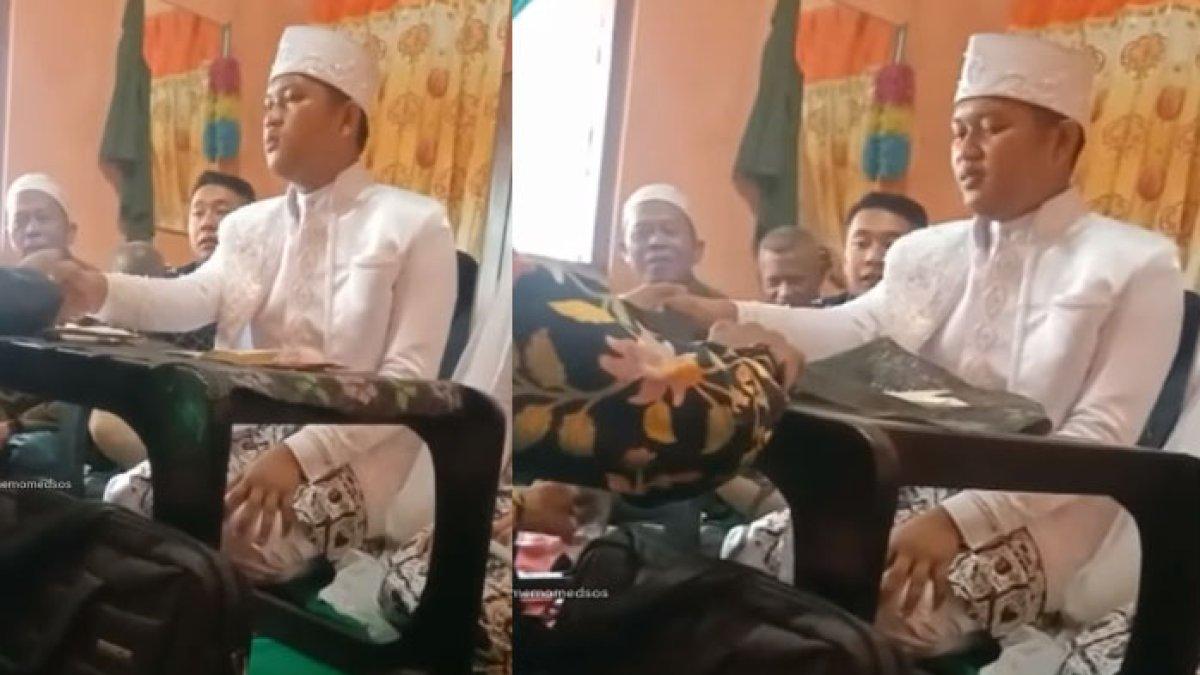 Viral pengantin pria pecahkan kaca meja akad.