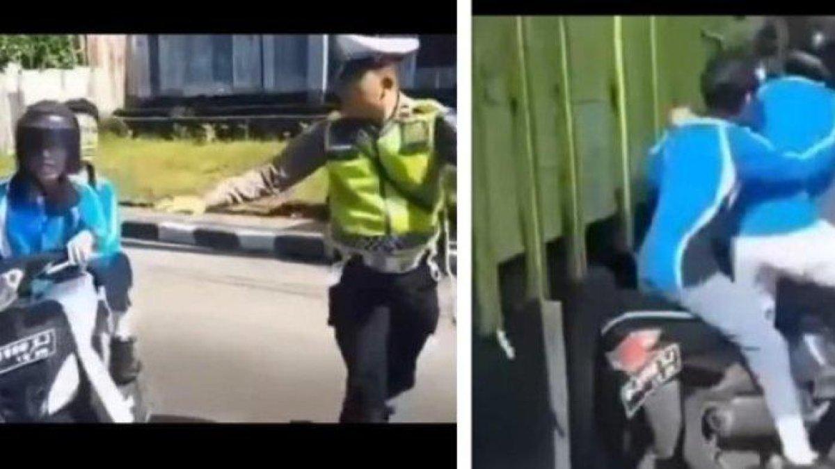 Viral video dua pelajar terserempet truk gara-gara putar arah hindari razia polisi