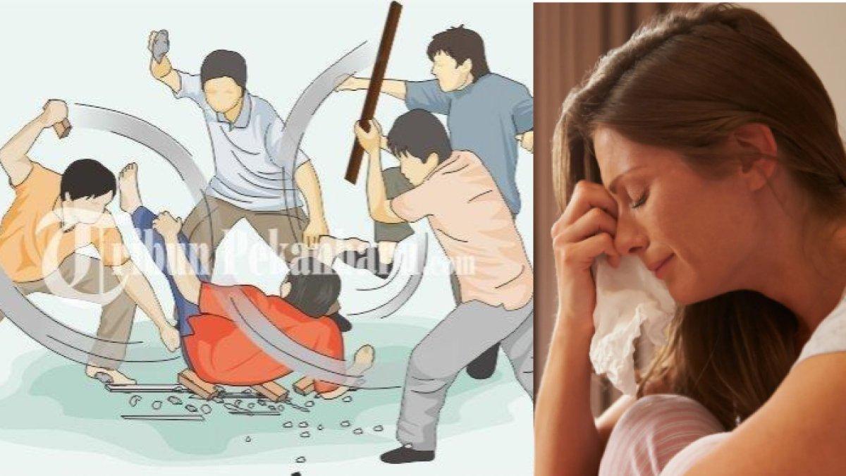 ILUSTRASI wanita sedih gegara pacarnya diamuk empat pemuda saat menjemputnya di kafe remang-remang di Jakarta Utara