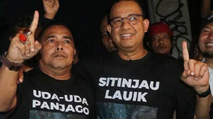 Momen caleg Partai Ummat Adrian Tuswandi bersama Anies Baswedan yang kini berubah haluan mendukung Prabowo Subianto dan Gibran Rakabuming Raka, Jumat (9/2/2024).
