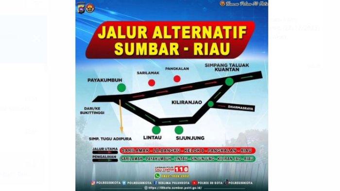 Akses Jalan Lintas Sumatera (Jalinsum)  Sumatera Barat - Riau akan ditutup sementara besok, Kamis (28/12/2023). Pengendara bisa memanfaatkan jalur alternatif