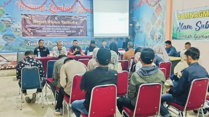 Rapat pleno terbuka rekapitulasi suara di tingkat Kecamatan Lembah Gumanti. [
