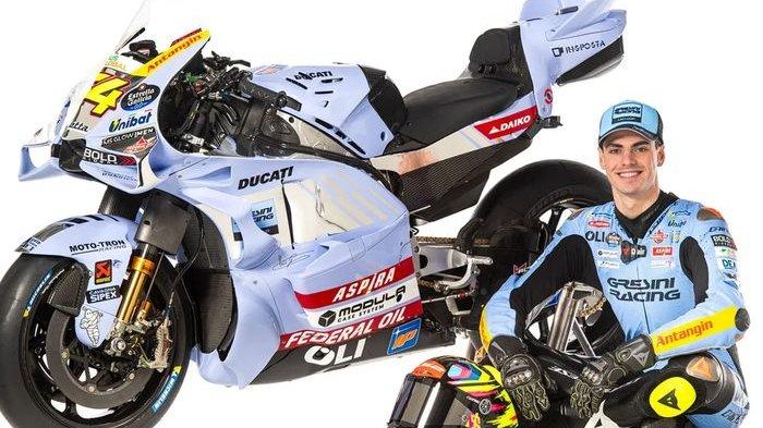 Pembalap baru Gresini Racing Fermin Aldelguer saat peluncuran livery baru untuk MotoGP 2025