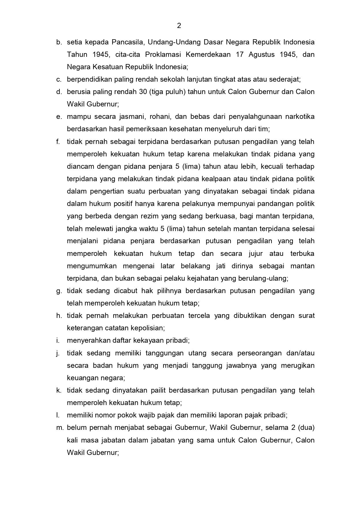 Hal.2 ;Pengumuman Pendaftaran Pasangan Calon Gubernur dan Wakil Gubernur Provinsi Sumatera Barat Tahun 2024