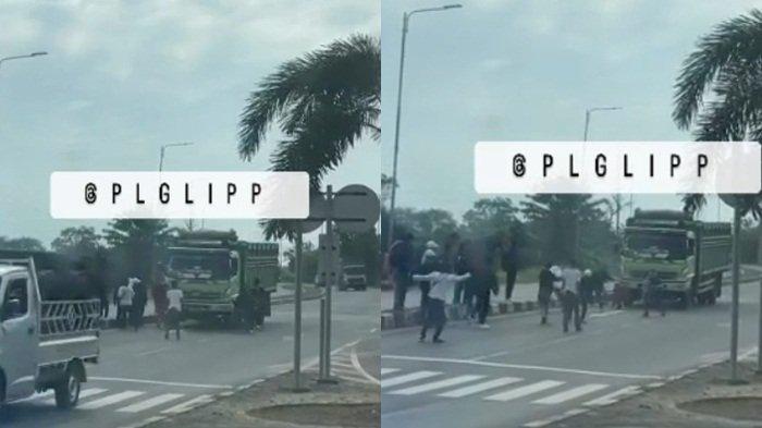 Aksi remaja tanggung bikin resah warga Palembang karena adang truk di tengah jalan.