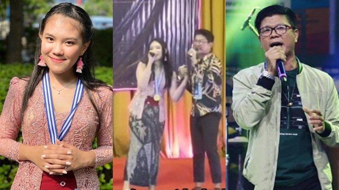 Andika Kangen Band (kanan) genggam erat tangan Kirana Velovoice (kiri) saat berduet lagu Kehilanganmu Berat Bagiku.
