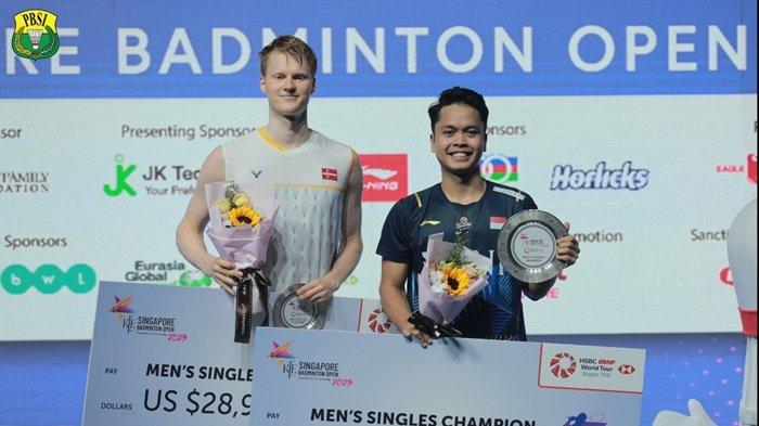 Anthony Ginting Sukses Pertahankan Gelar Juara Bertahan Singapore Open Usai Kalahkan Anders Antonsen