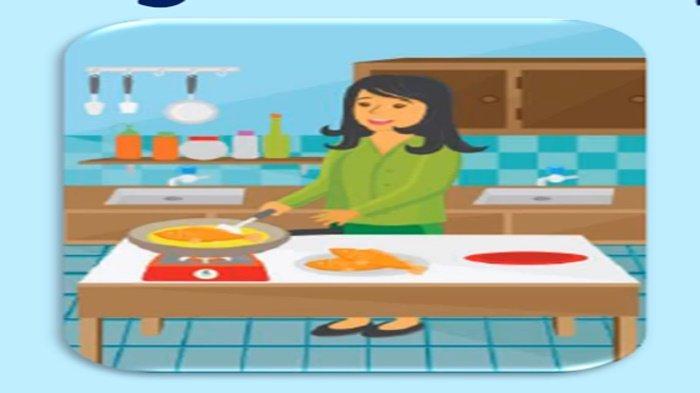 Gambar latihan soal & kunci jawaban Bahasa Inggris kelas 4 SD BAB 4 semester 1 Cici Cooks in The Kitchen.
