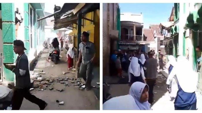 Bangunan pesantren, rumah warga juga mengalami retak dinding diguncang gempa di Bandung.