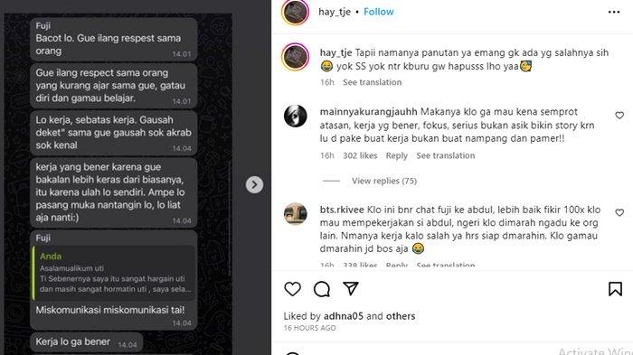 Beredar chat kasar diduga Fuji ke karyawannya